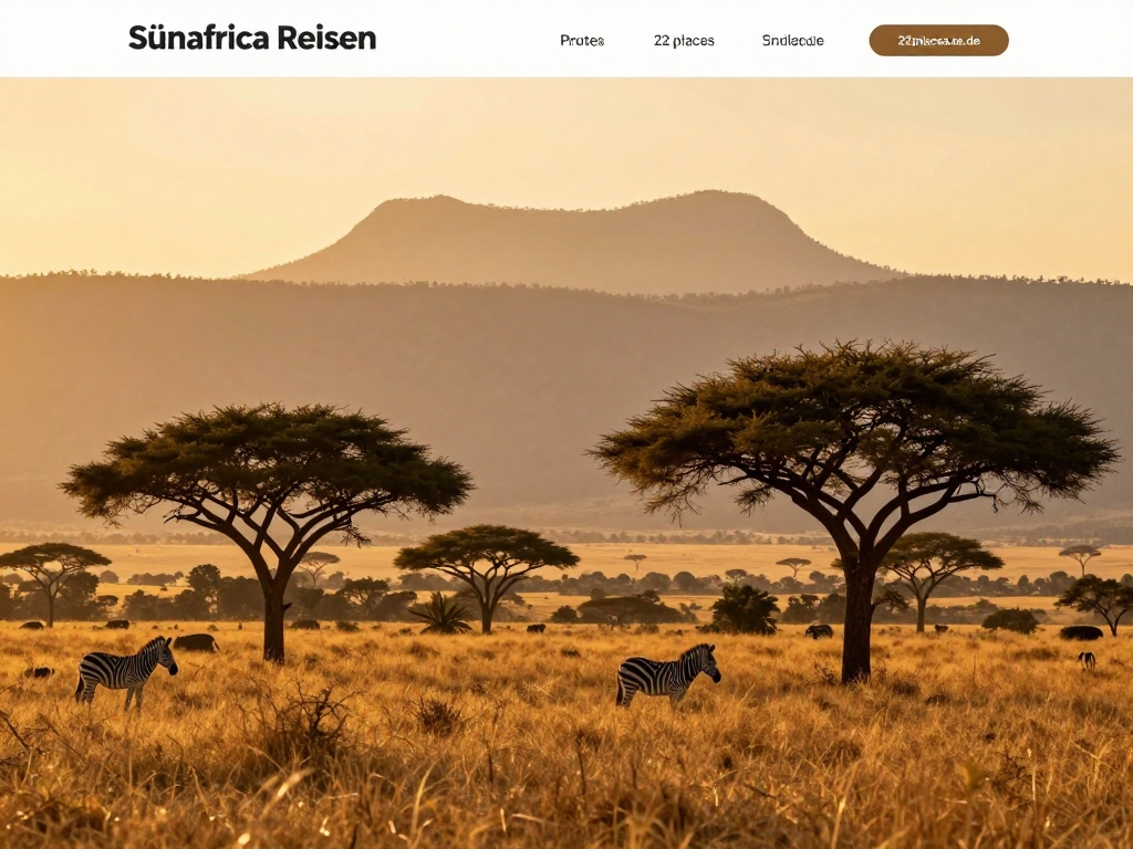 Südafrika Landschaft mit atemberaubendem Sonnenuntergang über der Savanne